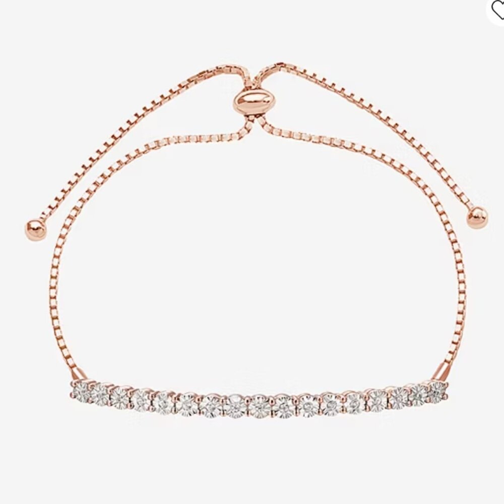 Diamond Bolo Bracelet (1/10 ct. t.w.) |  14k Rose Gold-Plated Sterling Silver